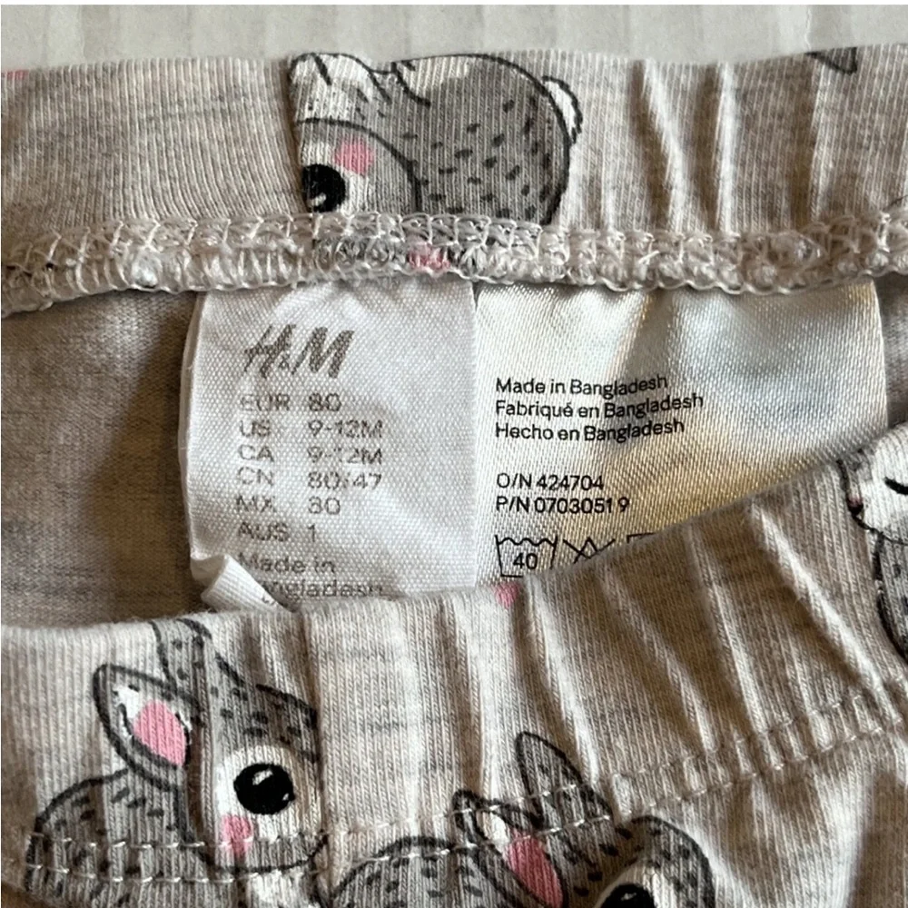 H&M bunny & hearts print leggings 9-12 months - Picture 5 of 6